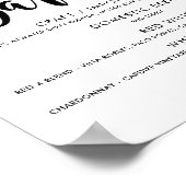 Modernes Schwarzes Skript-Hochzeitmenü für Bar Poster (Ecke)
