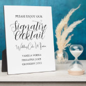 Modernes Schwarzes Skript Hochzeitssignaturgetränk Fotoplatte (Seite)