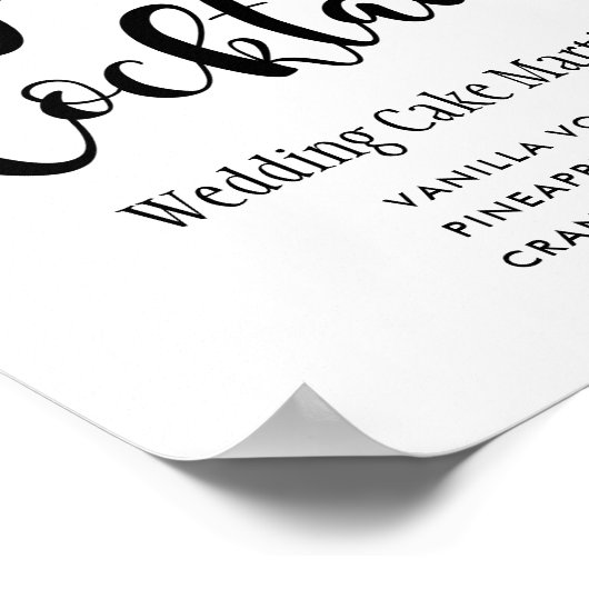 Modernes Schwarzes Skript Hochzeitssignaturgetränk Poster (Ecke)