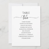 Modernes Schwarzes Skript Tischnummer 2 Seekarte (Vorderseite)