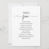 Modernes Schwarzes Skript Tischnummer 5 Sitzplan (Rückseite)