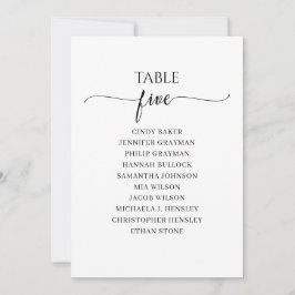 Modernes Schwarzes Skript Tischnummer 5 Sitzplan