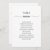 Modernes Schwarzes Skript Tischnummer 7 Sitzplan (Vorne/Hinten)