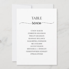 Modernes Schwarzes Skript Tischnummer 7 Sitzplan