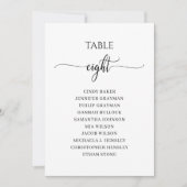 Modernes Schwarzes Skript Tischnummer 8 Seekarte (Vorderseite)