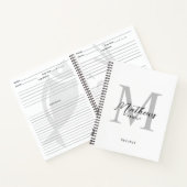 Modernes Schwarzes Skript Weißes Grau Monogramm Re Notizblock (Innenseite)