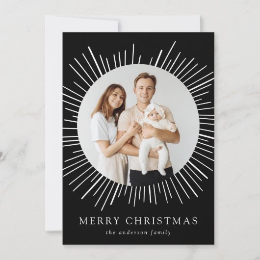 Modernes Schwarzes Sonnenburst Frohe Weihnachten 2 (Vorderseite)