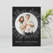 Modernes Schwarzes Sonnenburst Frohe Weihnachten 2 (Stehend Vorderseite)