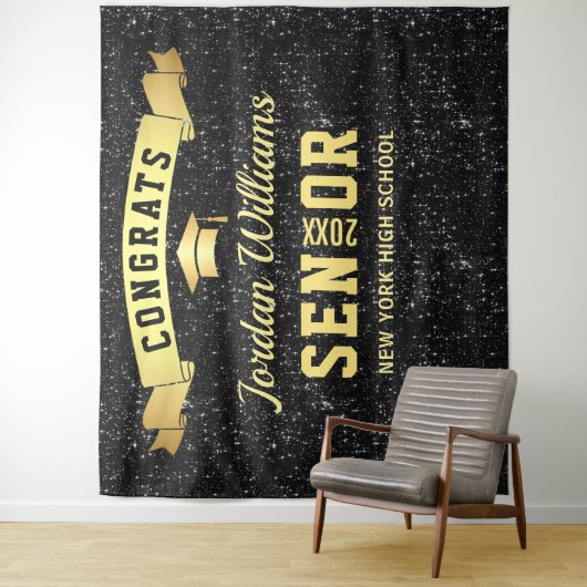 Modernes Schwarzes Sparkle-Abschluss Foto Hintergr Wandteppich (Beispiel)