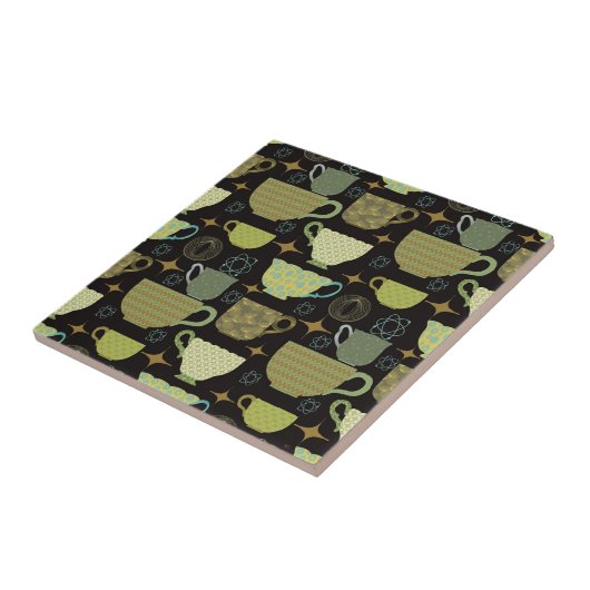 Modernes Schwarzes Teakup aus dem Mittelalter Fliese (Seite)