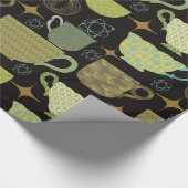 Modernes Schwarzes Teakup aus dem Mittelalter Geschenkpapier (Ecke)