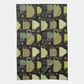 Modernes Schwarzes Teakup aus dem Mittelalter Geschirrtuch (Vertikal)