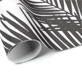 Modernes schwarzes tropisches Palmemuster Geschenkpapier (Rolleneckpunkt)