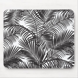 Modernes schwarzes tropisches Palmemuster Mousepad