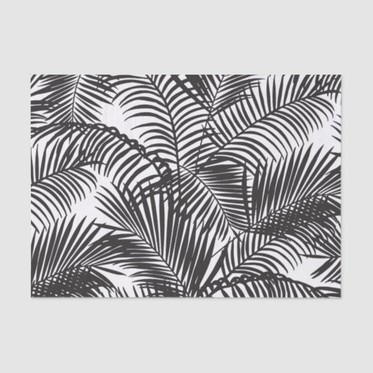 Modernes schwarzes tropisches Palmemuster Seidenpapier (Vorderseite)
