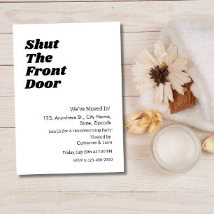 Modernes Schwarzes Typografie Funny Housewarming P Einladung