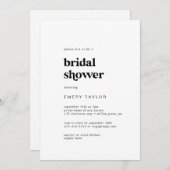 Modernes Schwarzes Typografisches Brautparty Einladung (Vorne/Hinten)