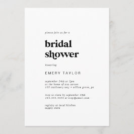 Modernes Schwarzes Typografisches Brautparty Einladung