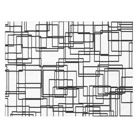 Modernes Schwarzes u. Weiß blockiert Quadrate, Tischdecke (Vorderseite (Horizontal))