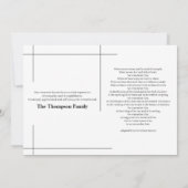 Modernes Schwarzes u. Weiß in liebevollem Dankeskarte (Rückseite)