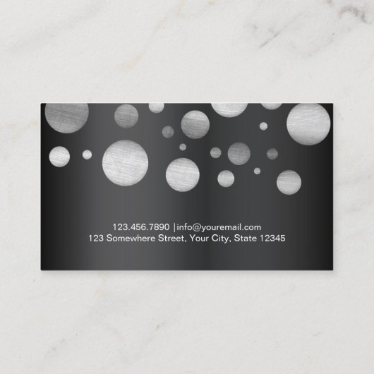 Modernes Schwarzes u. Weiß punktiert Ansager Visitenkarte (Rückseite)