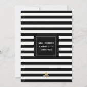 Modernes Schwarzes u. Weiß Stripes Feiertagskarte (Rückseite)