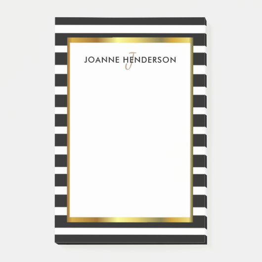 Modernes Schwarzes u. Weiß stripes Post-it Klebezettel (Vorderseite)