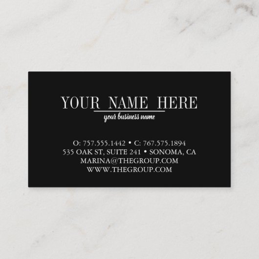 Modernes schwarzes u. weißes Löffel-und Visitenkarte (Rückseite)