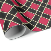 Modernes schwarzes und burgundisch rotes, karierte geschenkpapier (Rolleneckpunkt)