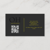 Modernes, schwarzes und gelbes QR-Code Visitenkarte (Rückseite)