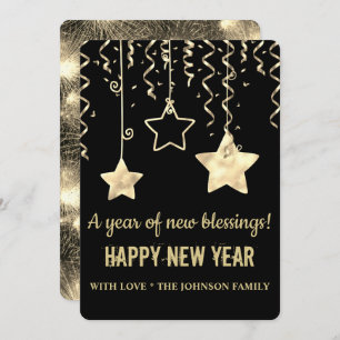 Modernes Schwarzes und Gold - Neues Jahr Feiertagskarte