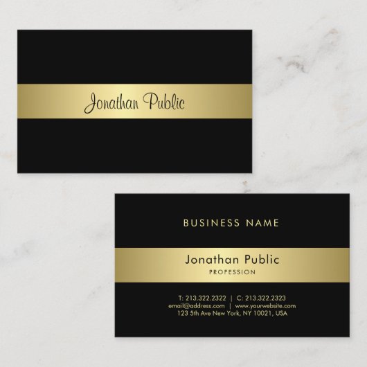Modernes Schwarzes und Goldbezauberndes Bezaubern Visitenkarte (Vorne/Hinten)