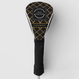 Modernes schwarzes und goldenes Muster Firmenlogo Golf Headcover