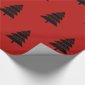 Modernes schwarzes und rotes Weihnachtsbaum-Muster Geschenkpapier (Ecke)