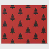 Modernes schwarzes und rotes Weihnachtsbaum-Muster Geschenkpapier (Flach)