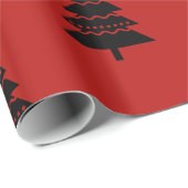 Modernes schwarzes und rotes Weihnachtsbaum-Muster Geschenkpapier (Rolleneckpunkt)