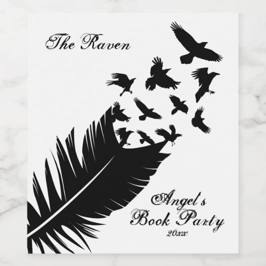 Modernes, schwarzes und weißes Federwerk Weinetikett (Einzelnes Label)