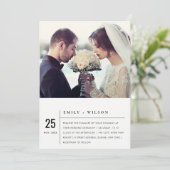 MODERNES SCHWARZES UND WEISSES FOTO EINLADUNG (Stehend Vorderseite)