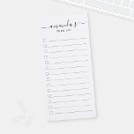 Modernes, schwarzes und weißes Skript Magnetischer Notizblock<br><div class="desc">Zur Ausführung von List Magnetic Notepad bietet individuelle Name im modernen,  schwarzen Skript-Schriftart-Stil mit benutzerdefiniertem Text in schwarz-modernen Sans Serif-Schriftart-Stil auf weißem Hintergrund.</div>