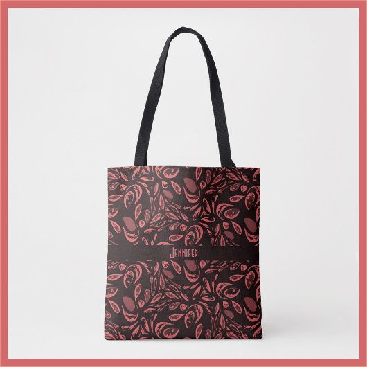 Modernes schwarzes, warmes rotes Teardrop-Muster Tasche