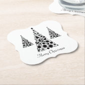 Modernes Schwarzes Weihnachtsbaummuster auf Weiß Untersetzer (angewinkelt)