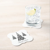 Modernes Schwarzes Weihnachtsbaummuster auf Weiß Untersetzer (Vor Ort)