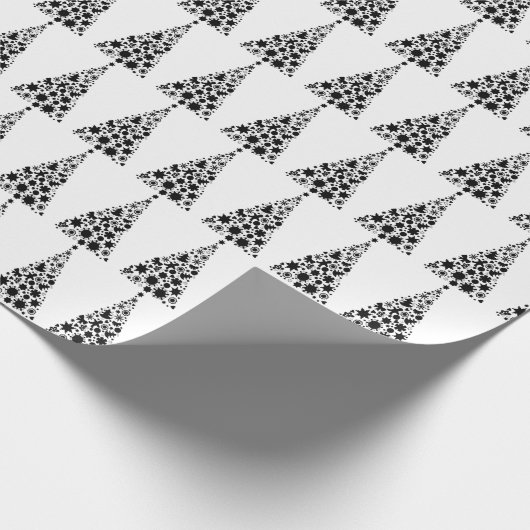Modernes Schwarzes Weihnachtsbaummuster Geschenkpapier (Ecke)