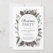 Modernes Schwarzes Winter Pinecone Weihnachtsgebäc Einladung (Vorderseite)