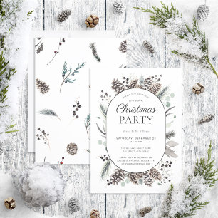 Modernes Schwarzes Winter Pinecone Weihnachtsgebäc Einladung