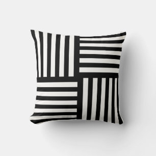 Modernes schwarzes Wurfkissen mit Streifen Minimal Kissen