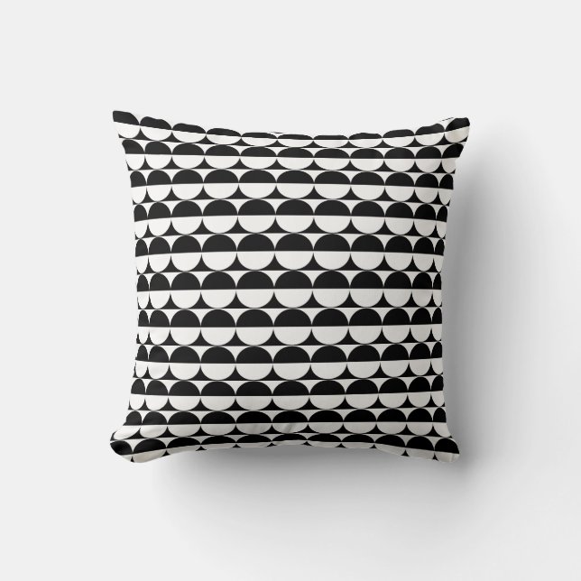 Modernes schwarzes Zirkularmuster Kissen (Vorderseite)