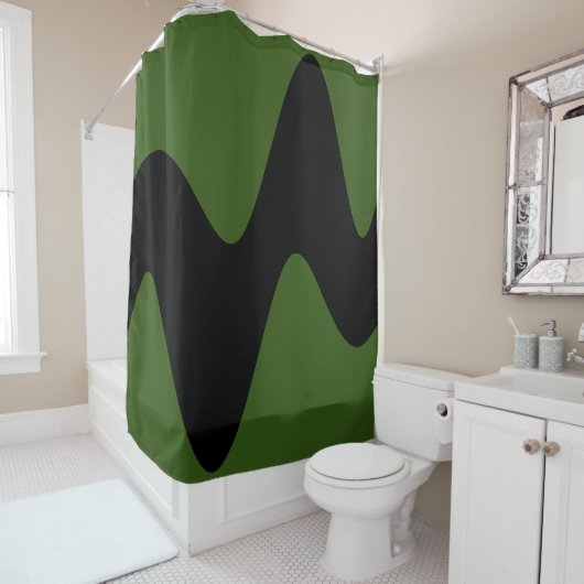 Modernes Schwarzwald-Grün Duschvorhang (Beispiel)