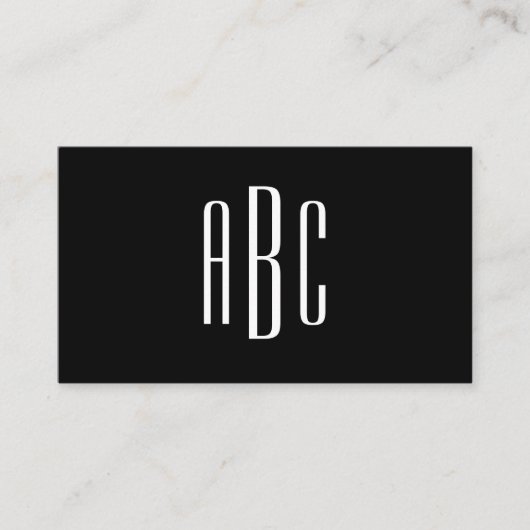 Modernes Schwarzweiß-Einfach-Dreibuchstaben Visitenkarte (Vorderseite)