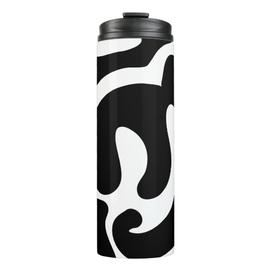 Modernes Schwarzweiß-Freeform-Muster Thermosbecher (Vorderseite)